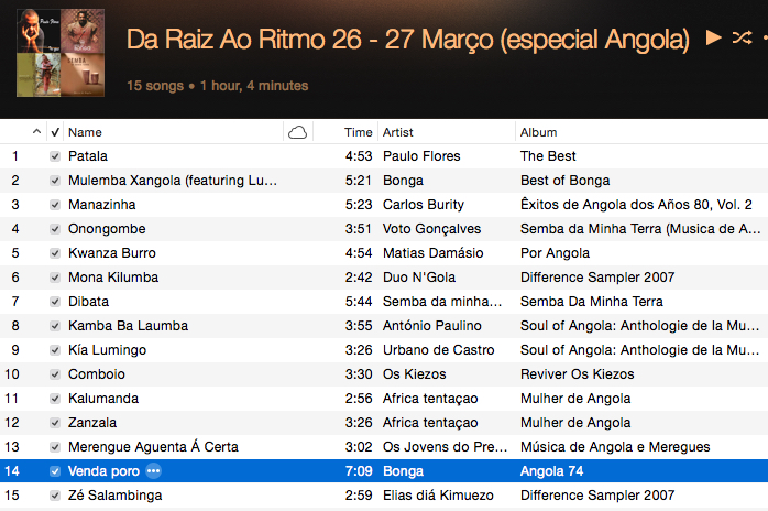 Playlist Da Raíz Ao Ritmo 27 Março 2016