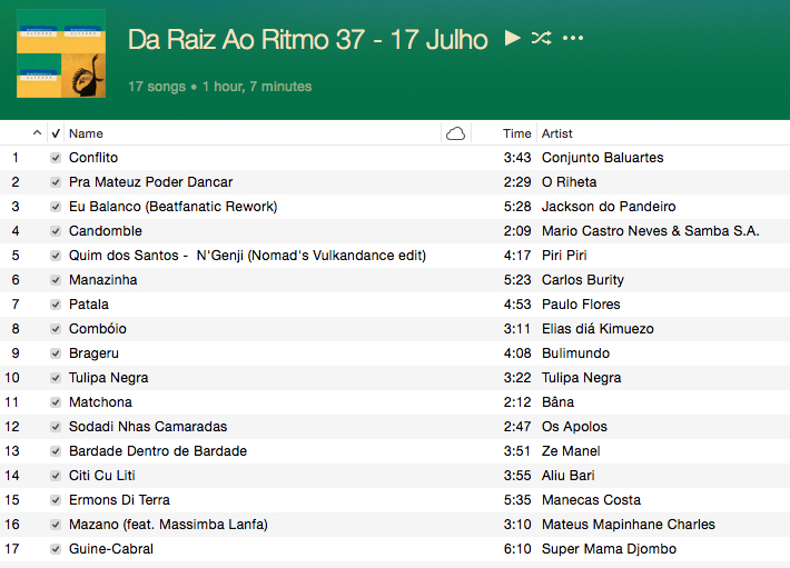 Playlist Da Raíz Ao Ritmo 17 Julho 2016