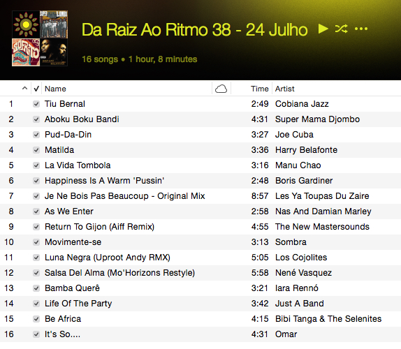 Playlist Da Raíz Ao Ritmo 24 Julho 2016