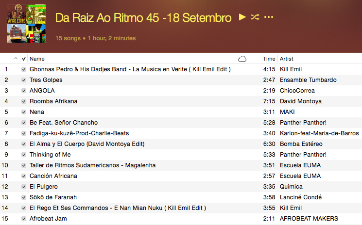 Playlist Da Raiz Ao Ritmo 18 Setembro 2016